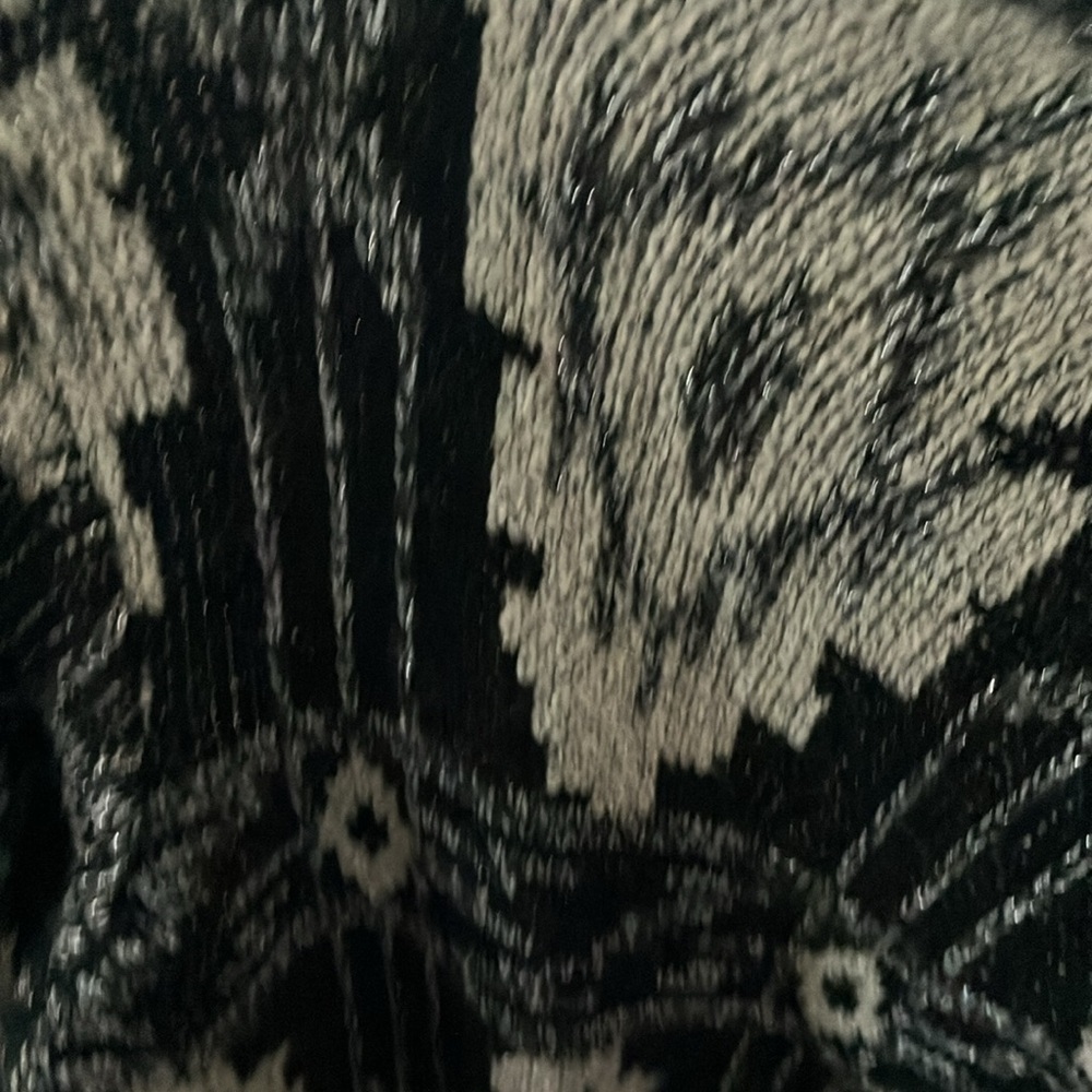 Lucky Brand: Long Geometric pattern Cardigan Sweater- Open- pockets- Heavy- 1X - Picture 3 of 16